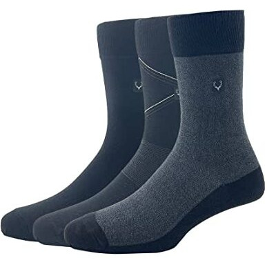 Allen Solly Men's Cotton Full Length Socks (Pack Of 3) - Black