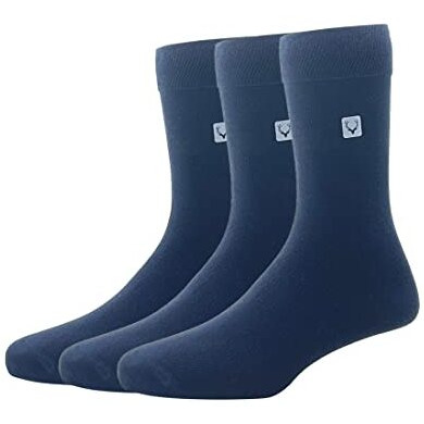 Allen Solly Men's Cotton Full Length Socks (Pack Of 3) - Navy