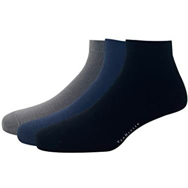 Van Heusen Mens Cotton Ankle Length Socks (Pack Of 3) Dark Grey, Navy, Black