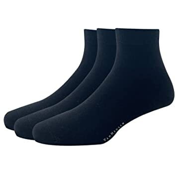 Van Heusen Mens Cotton Quarter Length Socks (Pack Of 3) Black