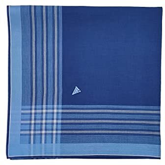 Van Heusen Men's Cotton Dark Handkerchief With Brand Logo (Pack Of 3) Maroon, Beige & Blue