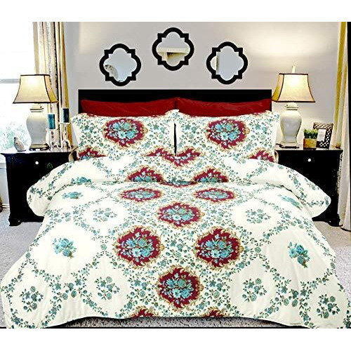 Casa Copenhagen Solitaire Rich Art 100% Eygptian Cotton, 280Tc, King Size Double Bedsheet (108 Inch X 108 Inch) With Two Pillow Cover (18 Inch X 27 Inch)- Garland Green