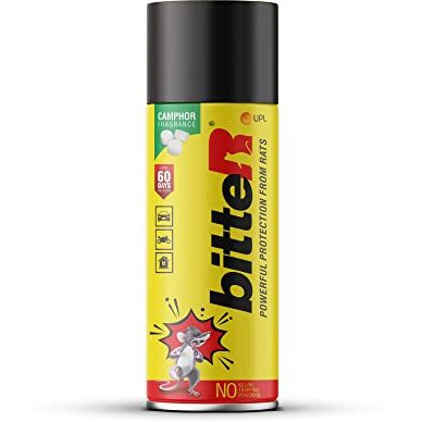 Bitter Powerful Protection From Rats, 100Ml Spray - Protect Wires In Car, Bike And At Home | Camphor Fragrance | Non Toxic | No Kill Only Repels | 60 Days Protection