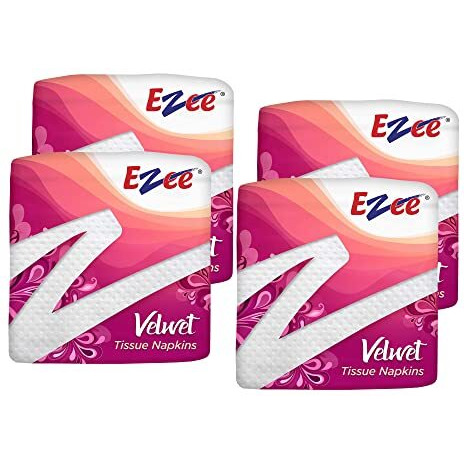 Ezee Velvet Tissue Paper Napkins 400 Pulls | Ultra Soft & Absorbent | Pack Of 4 X 100 Pulls Each Pack