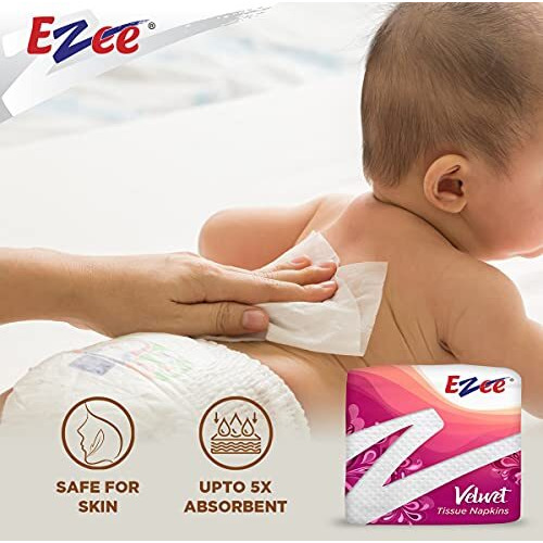 Ezee Velvet Tissue Paper Napkins 400 Pulls | Ultra Soft & Absorbent | Pack Of 4 X 100 Pulls Each Pack