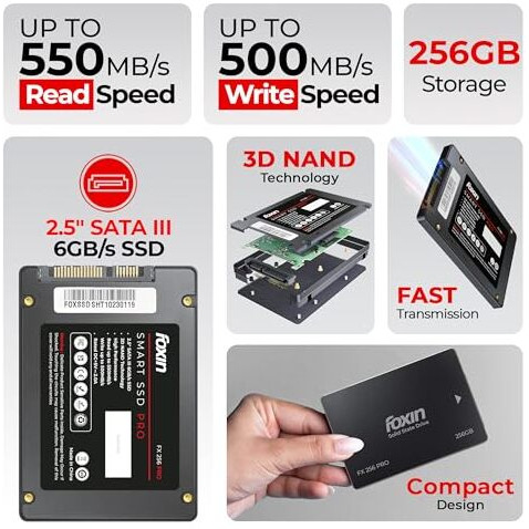 Foxin 256 Gb Pro Ssd | Hard Disk With 3D Nand Technology & 2.5 Inch Sata Iii 6Gb/S Speed With 5 Years Limited Warranty