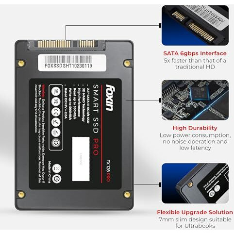 Foxin 128 Gb Pro Ssd | Hard Disk With 3D Nand Technology & 2.5 Inch Sata Iii 6Gb/S | Read Speed 550Mbps, Write Speed 500 Mbps | 5 Years Warranty