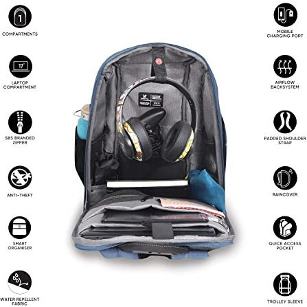 Arctic Fox Kobra Gaming Laptop Backpack (Blue)| 27 Ltr Capacity|Water Resistant | Multipurpose Backpack |Usb Cable Holder Pocket|Rain Cover|Number Lock| Trolley Sleeve|17" Unisex Laptop Backpack