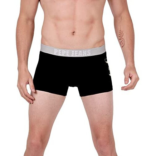 Pepe Jeans Innerwear Men's Cotton Trunks (Pack Of 1) (Opt07Black-1L_Black-1_L)