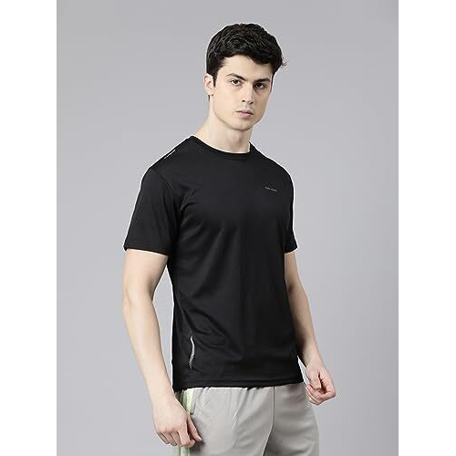 Pepe Jeans Polyester Men's Solid Regular Fit T-Shirt (Ppts01_Black, Medium