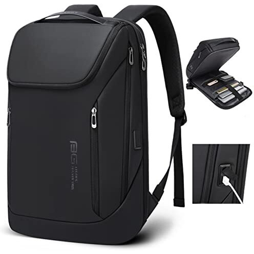 Red Lemon Bange Captain Business Smart Backpack Waterproof Fit 15.6 Inch Laptop Backpack With Usb Charging Port,Travel Durable Backpack For Men And Women (Black)