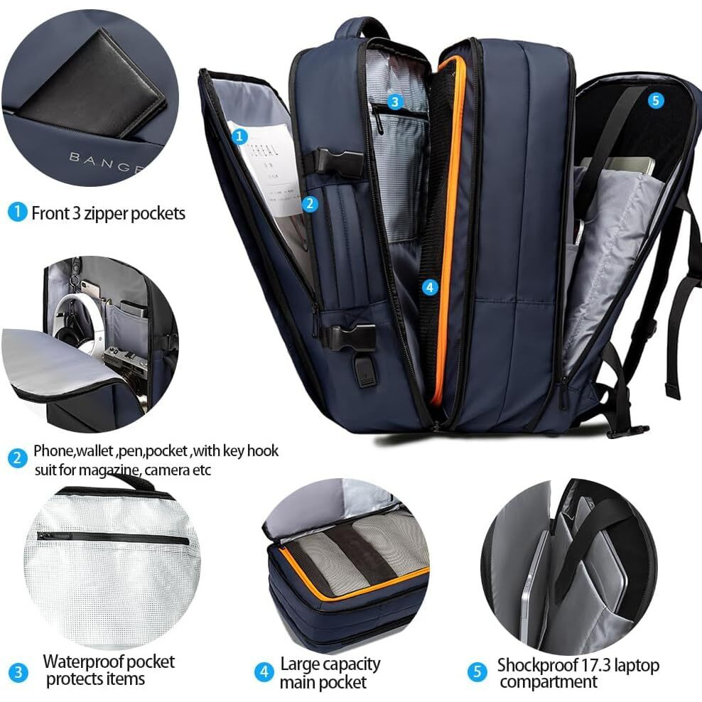 Red Lemon Titan Ultrafit Plus Bange Series 15.6-Inch Laptop Backpacks For Men And Women 45L Outdoor And Camping 3In1 Office Bags,Travelling,Backpack (With Bottle Holder), Blue