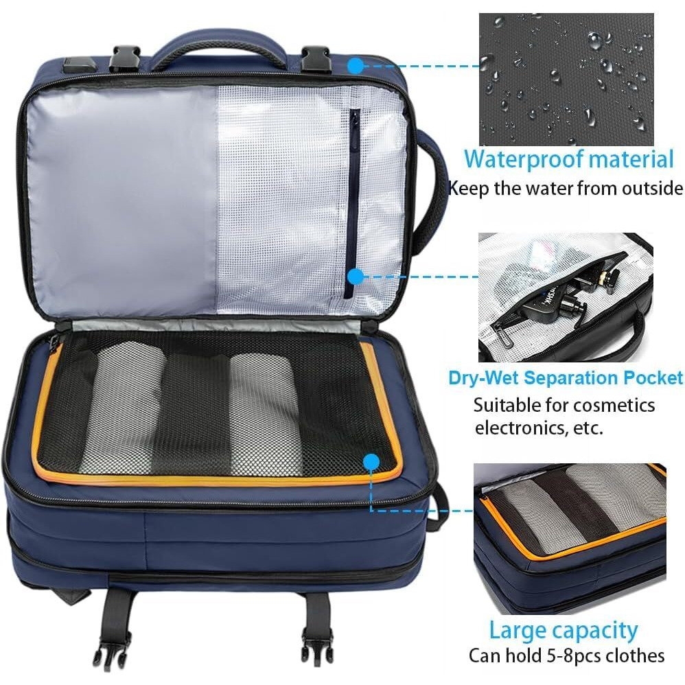 Red Lemon Titan Ultrafit Plus Bange Series 15.6-Inch Laptop Backpacks For Men And Women 45L Outdoor And Camping 3In1 Office Bags,Travelling,Backpack (With Bottle Holder), Blue