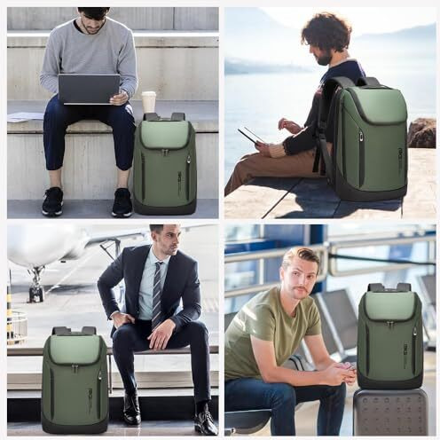 Red Lemon Bange Captain Business Smart Backpack Waterproof Fit 15.6 Inch Laptop Backpack With Usb Charging Port,Travel Durable Backpack For Men And Women (Green)