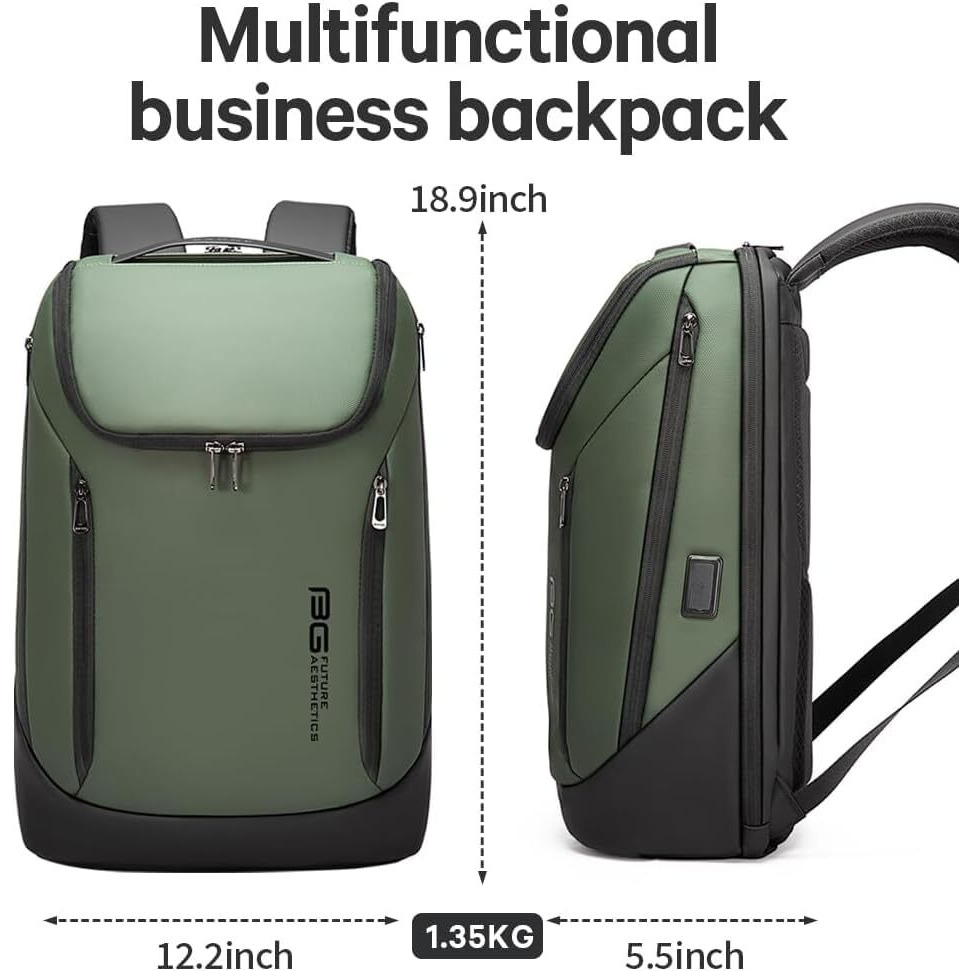 Red Lemon Bange Captain Business Smart Backpack Waterproof Fit 15.6 Inch Laptop Backpack With Usb Charging Port,Travel Durable Backpack For Men And Women (Green)