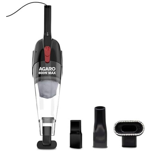 Agaro Regal 800 Watts Handheld Vacuum Cleaner, For Home Use, Dry Vacuuming, 6.5 Kpa Suction Power, Lightweight, Lightweight & Durable Body, Small/Mini Size (Black)