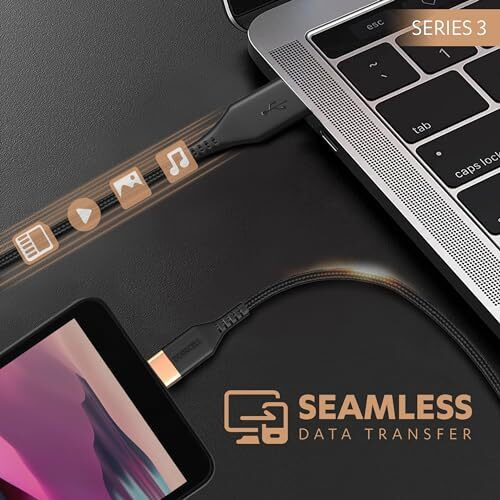 Duracell Micro Usb 3A Braided Sync & Fast Charging Cable, 3.9 Feet (1.2M). Supports Qc 2.0/3.0 Charging, High Speed Data Transmission - Black