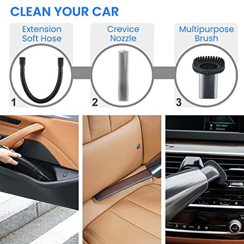 Agaro Hvc1081 Cordless Rechargeable Car Vacuum Cleaner, Portable, Handheld,110W, 5.5Kpa Power Socket, Stainless Steel Filter, Black