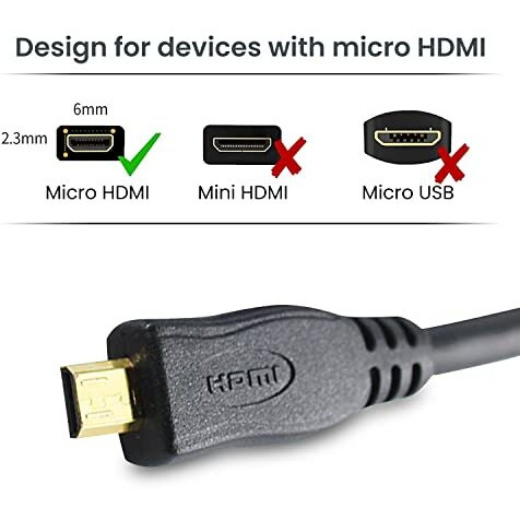 Agaro High Speed Micro Hdmi To Hdmi Cable With Ethernet, 2 Meters - Black