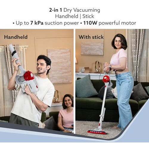 Agaro Regency Cordless Stick Vacuum Cleaner, Dry Vacuuming, 2 Suction Modes, 7 Kpa Suction Power, Rechargeable Battery, Deep Clean Carpet To Hard Floor