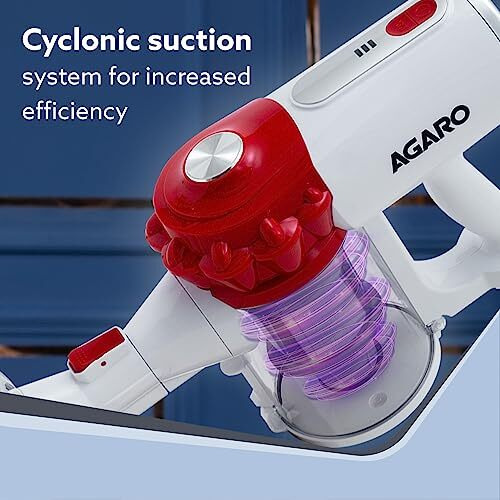 Agaro Regency Cordless Stick Vacuum Cleaner, Dry Vacuuming, 2 Suction Modes, 7 Kpa Suction Power, Rechargeable Battery, Deep Clean Carpet To Hard Floor