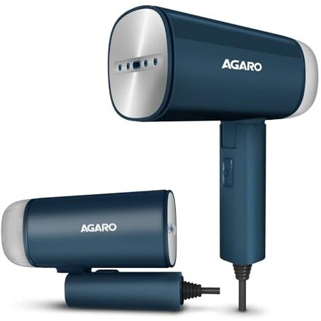 Agaro Elegant Handheld Garment Steamer, Horizontal & Vertical Use, Foldable, Fast Heat, 1200W, 170 Ml Water Tank, Blue.