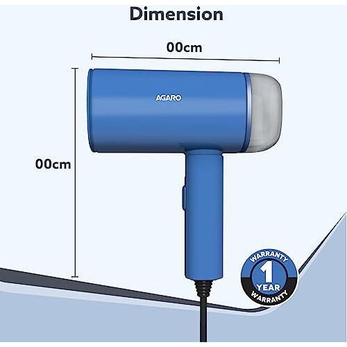 Agaro Elegant Handheld Garment Steamer, Horizontal & Vertical Use, Foldable, Fast Heat, 1200W, 170 Ml Water Tank, Blue.
