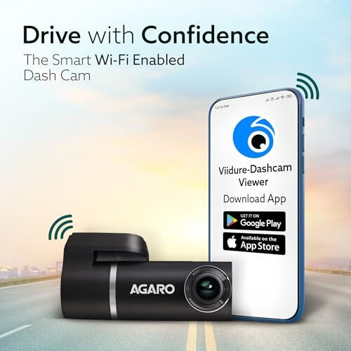 Agaro Alpha Car Dash Camera, Dashboard Recorder, 3Mp, 140 Degree Wide Angle, F2.1 Aperture, Full Hd, Voice Recorder, 128 Gb Micro Sd Card Support, Night Vision, G Sensor, Wifi, Loop Recording, Diy Set Up