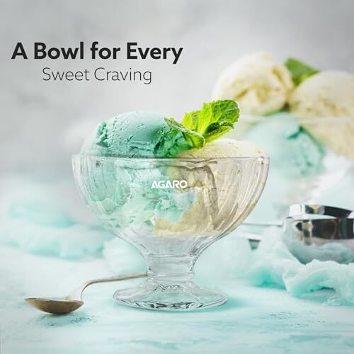 Agaro Glass Elegant Ice Cream Bowl 140Ml Set Of 6, Ice Cream Bowl, Dessert Cup For Sundae, Sweets, Snacks, Fruit, Pudding, Nuts Or Dip, Serving Bowls, Tableware Set, Transparent
