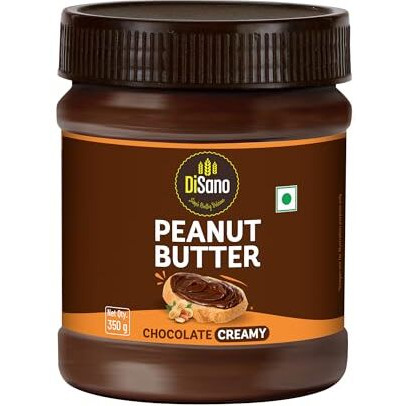 Disano Chocolate Peanut Butter Creamy, 350G, 23G Protein & 6.4G Dietary Fibre, Tasty & Healthy Chocolate Spread For Breakfast & Snacks, Made With Premium Roasted Peanuts, Zero Cholesterol & Trans Fat