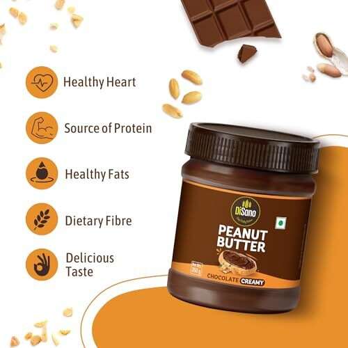 Disano Chocolate Peanut Butter Creamy, 350G, 23G Protein & 6.4G Dietary Fibre, Tasty & Healthy Chocolate Spread For Breakfast & Snacks, Made With Premium Roasted Peanuts, Zero Cholesterol & Trans Fat