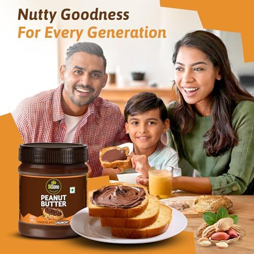 Disano Chocolate Peanut Butter Crunchy, 350G, 23G Protein & 6.4G Dietary Fibre, Tasty & Healthy Chocolate Spread For Breakfast & Snacks, Made With Premium Roasted Peanuts, Zero Cholesterol & Trans Fat
