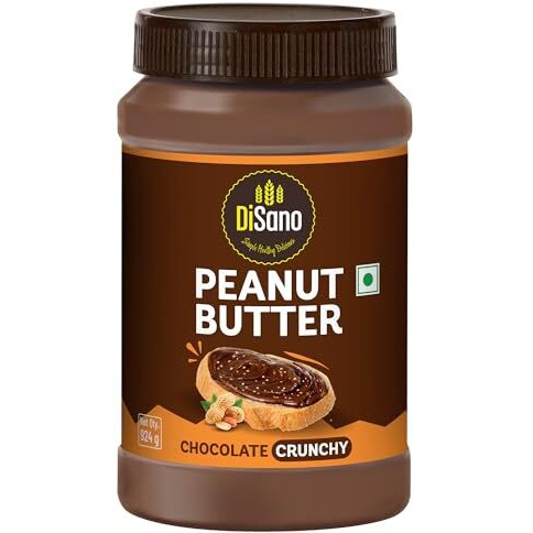 Disano Chocolate Peanut Butter Crunchy, 924G, 23G Protein & 6.4G Dietary Fibre, Tasty & Healthy Chocolate Spread For Breakfast & Snacks, Made With Premium Roasted Peanuts, Zero Cholesterol & Trans Fat