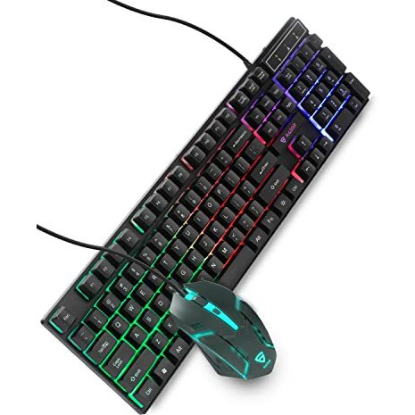 Raegr Rapidgear X30 Wired Gaming Keyboard And Mouse Combo 1200 Dpi, Led Rainbow Backlit, Floating Keycaps With Breathing Lights Effect, Plug & Play | Compatible With Pc/Laptop/Mac - Black Rg10471