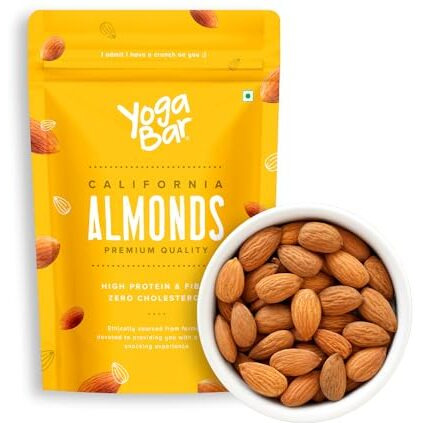 Yogabar Premium California Almonds 200G| Badaam |100% Natural Crunchy Badam Giri|Nuts & Dry Fruits|Rich In Protein, Fibre, Vitamin E, Magnesium & Calcium|Healthy Snacks|Dry Fruit Gift Pack