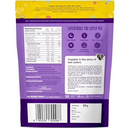 Yogabar Premium Brazil Nuts 250G, High Protein And Fibre, Zero Cholesterol, Ethically Sourced