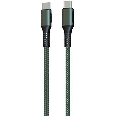 Portronics Konnect C Square 18W Por-1065 Type-C To Type-C 1.2M Type C Devices Usb Cable With Power Delivery & 3A Quick Charge Support, Nylon Braided For All Type-C Devices, Green