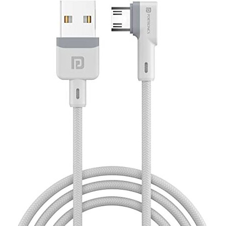 Portronics Konnect L 1.2M Fast Charging 3A Micro Usb Cable With Charge & Sync Function (White)