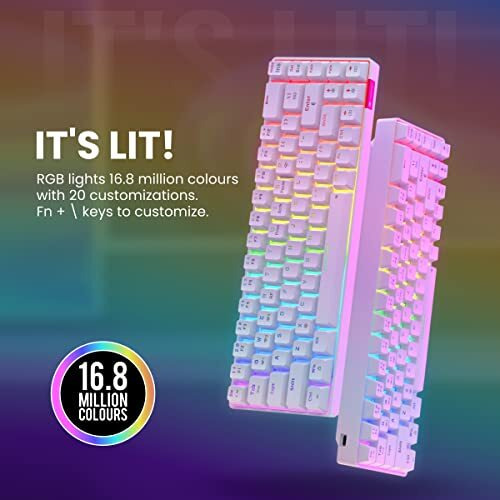 Portronics Hydra 10 Mechanical Wireless Gaming Keyboard With Bluetooth 5.0 + 2.4 Ghz, Rgb Lights 16.8 Million Colors, Type C Charging, Compatible With Pcs, Smartphones And Tablets(Red)