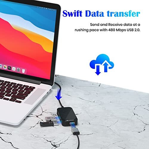 Portronics Mport 4D Usb Hub (4-In-1), Multiport Usb Dock With Long Cable And Up To 480 Mbps High Data Transfer Speed (Black)