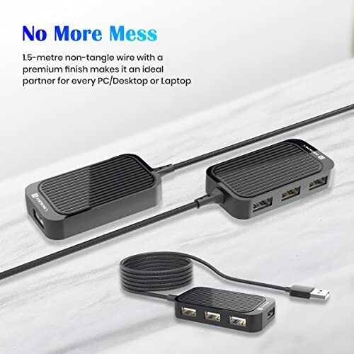 Portronics Mport 4D Usb Hub (4-In-1), Multiport Usb Dock With Long Cable And Up To 480 Mbps High Data Transfer Speed (Black)