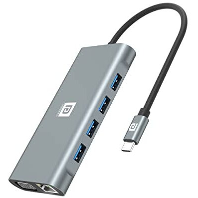 Portronics Mport 11C Usb C Hub (11-In-1), Multiport Adapter With 4K Hdmi, Ethernet, 100 W Pd Charging, Vga, 4 X Usb 3.0, Sd/Microsd Card Reader For Pc, Laptops, Macbook (Grey)