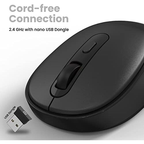 Portronics Toad 27 Wireless Mouse, Silent Buttons, 2.4 Ghz With Usb Nano Dongle For Pc/Mac/Laptop, Auto Power Saving Mode, Adjustable Dpi Button(Black)
