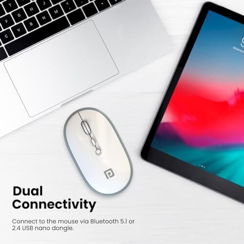 Portronics Toad Ii Bluetooth Mouse, With Bluetooth 5.0 & 2.4 Ghz Dual Wireless Connectivity, Rechargeable Battery, Adjustable Dpi Up To 1600 Compatible With Laptop, Macbook, Pc (Grey)