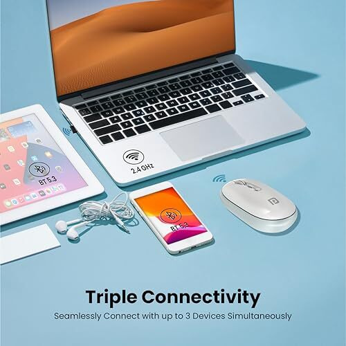 Portronics Toad Ii Bluetooth Mouse, With Bluetooth 5.0 & 2.4 Ghz Dual Wireless Connectivity, Rechargeable Battery, Adjustable Dpi Up To 1600 Compatible With Laptop, Macbook, Pc (Grey)