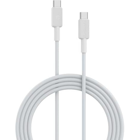 Portronics Konnect Link C Square 60W Type C To Type C Fast Charging Pd Cable With 480Mbps Data Sync Compatible With Smartphones, Iphone 15 Series, Macbook And Other Type C Devices 1M Length, White