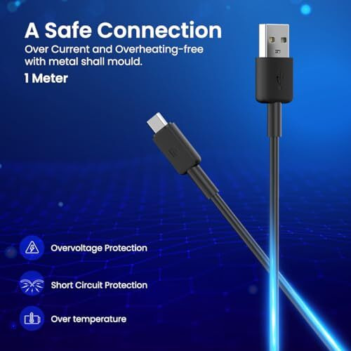 Portronics Konnect Link Micro Usb Fast Charging Cable With 3.0A Output, 480Mbps Data Transfer, 1M Length For Smartphones, Tablet, Laptops & Other Micro Usb Devices(Black)
