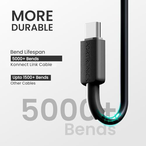 Portronics Konnect Link Type C 3A Fast Charging Cable For Smartphones, Tablets & Other Type C Devices With 480Mbps Data Sync(Black)