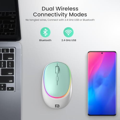 Portronics Toad Iv Bluetooth Mouse With 2.4 Ghz Wireless (Dual Connectivity), Rechargeable, Connect Up To 3 Devices, Rgb Lights, Adjustable Optical Dpi For Laptop, Pc, Tablet, Smartphone (Blue)
