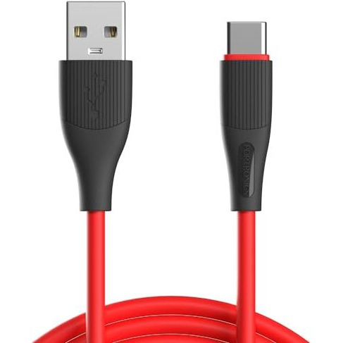 Portronics Silklink 3A Usb To Type C Fast Charging Cable For Type C Smartphone And Devices,Premium Silicon Cable, 1M (Red)